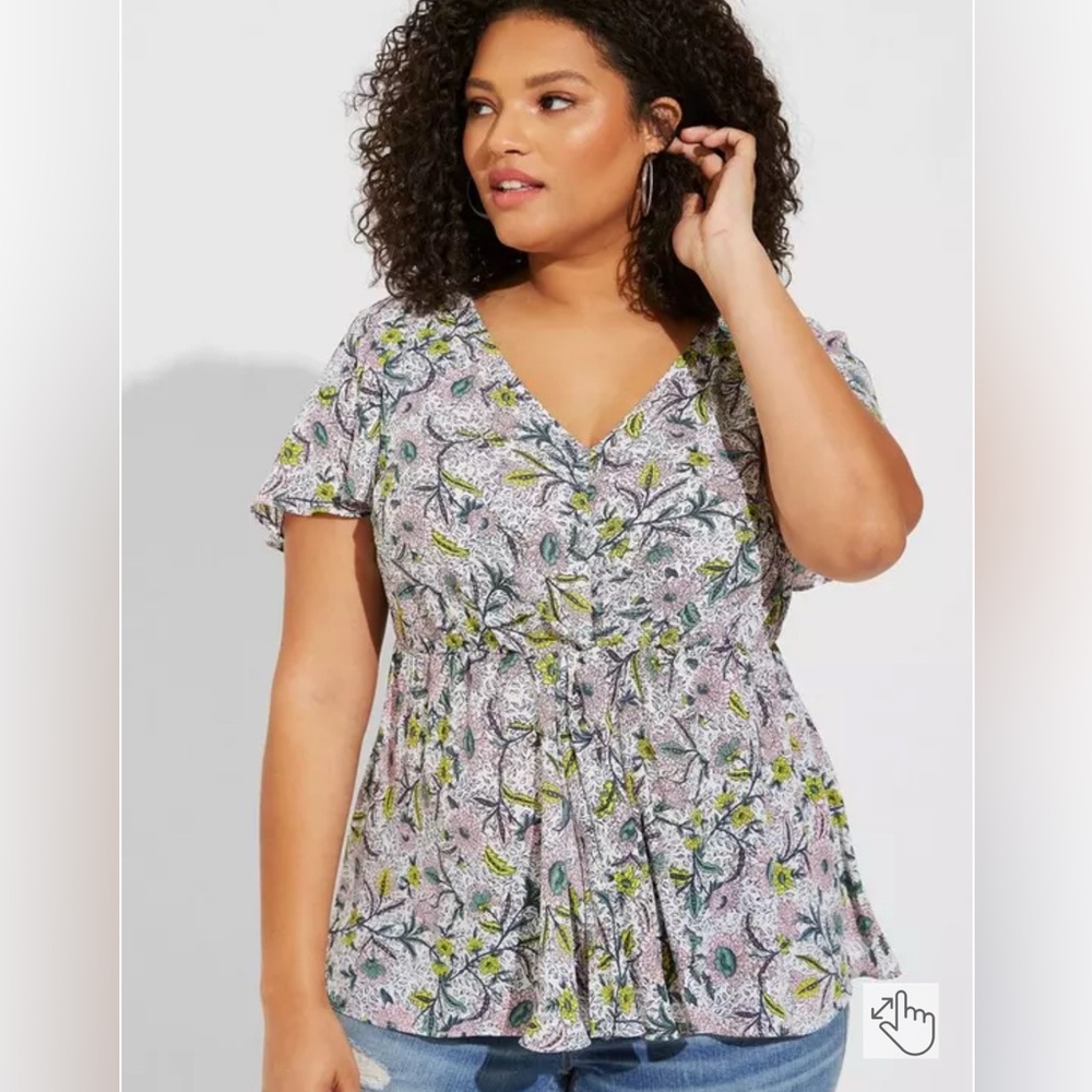 Torrid Georgette Twist Surplice Flutter Sleeve Blouse